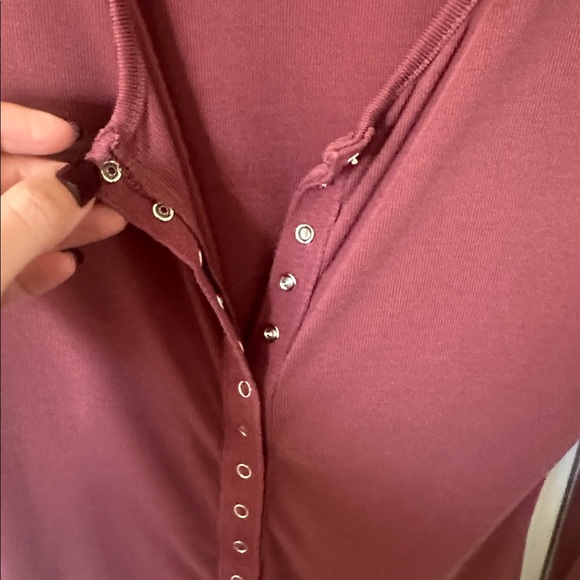 BP Maroon Long Sleeve Button-Front Dress - Picture 4 of 7